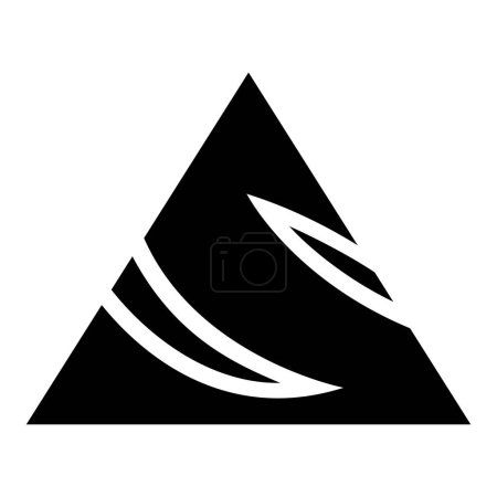 Illustration for Black Triangle Shaped Letter S Icon on a White Background - Royalty Free Image