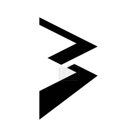 Ilustración de Negro Zigzag en forma de letra B icono sobre un fondo blanco - Imagen libre de derechos