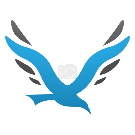 Téléchargez les illustrations : Icône en forme d'oiseau bleu et noir Lettre V sur fond blanc - en licence libre de droit