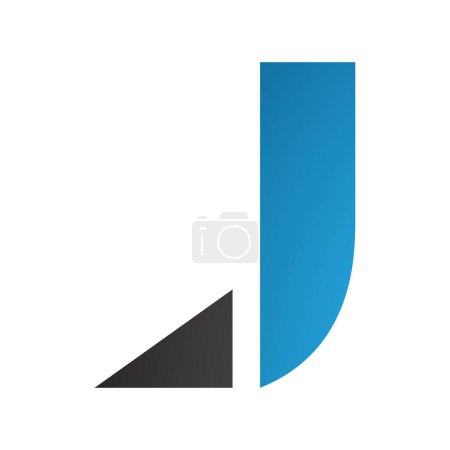 Illustration for Blue and Black Letter J Icon with a Triangular Tip on a White Background - Royalty Free Image