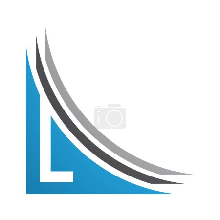 Téléchargez les illustrations : Icône bleue et noire de lettre L avec des couches sur un fond blanc - en licence libre de droit