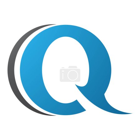Téléchargez les illustrations : Icône ronde pointue bleue et noire en forme de lettre Q sur fond blanc - en licence libre de droit