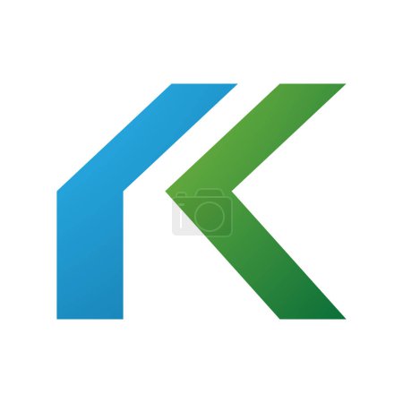 Ilustración de Letra plegada azul y verde K Icono sobre fondo blanco - Imagen libre de derechos