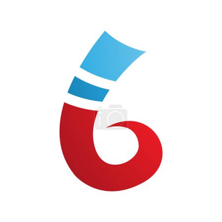 Ilustración de Azul y rojo rizado Spike forma letra B icono sobre un fondo blanco - Imagen libre de derechos