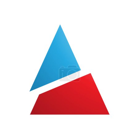 Téléchargez les illustrations : Triangle divisé en bleu et rouge Lettre A Icône sur fond blanc - en licence libre de droit