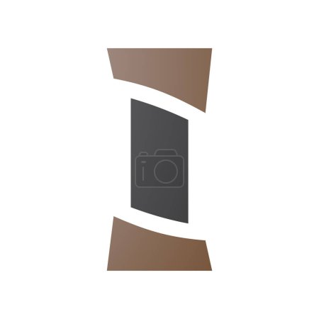 Illustration for Brown and Black Antique Pillar Shaped Letter I Icon on a White Background - Royalty Free Image
