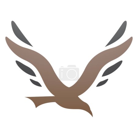 Ilustración de Pájaro marrón y negro en forma de letra V icono sobre un fondo blanco - Imagen libre de derechos