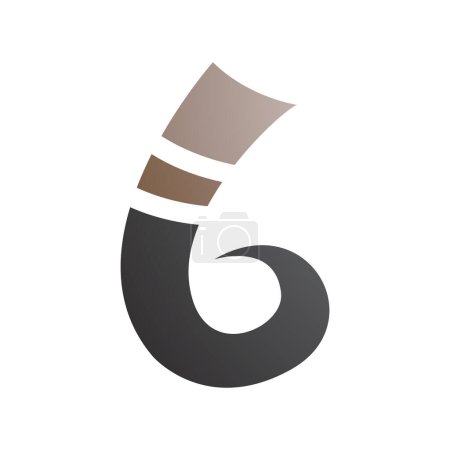 Ilustración de Icono de letra B en forma de espiga rizada marrón y negra sobre un fondo blanco - Imagen libre de derechos
