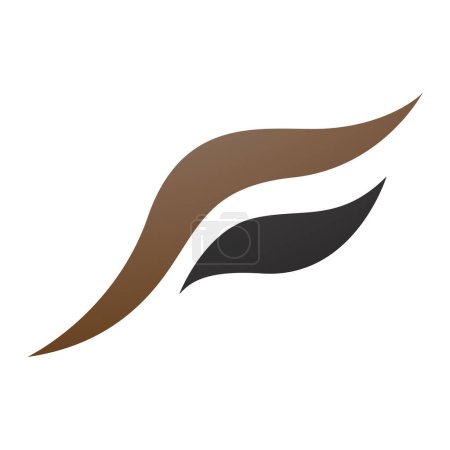 Ilustración de Pájaro volador marrón y negro en forma de letra F icono sobre un fondo blanco - Imagen libre de derechos