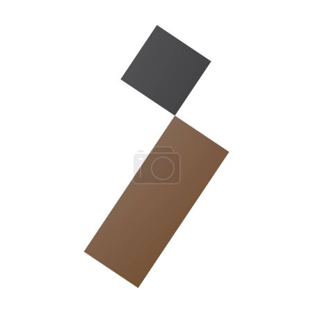 Téléchargez les illustrations : Icône de lettre I brune et noire avec un carré et un rectangle sur fond blanc - en licence libre de droit