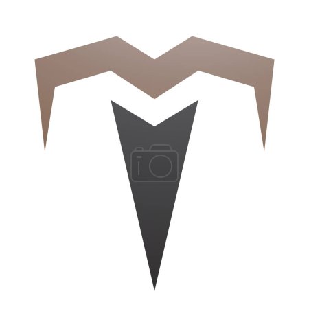 Ilustración de Icono de letra T marrón y negra con puntas puntiagudas sobre un fondo blanco - Imagen libre de derechos