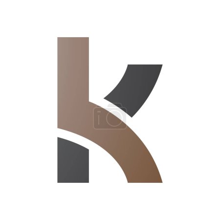 Illustration for Brown and Black Lowercase Letter K Icon with Overlapping Paths on a White Background - Royalty Free Image