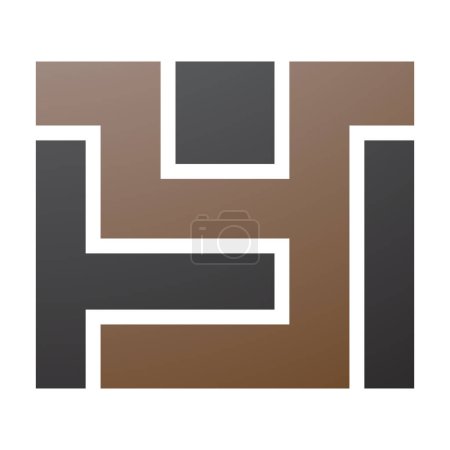 Téléchargez les illustrations : Rectangle brun et noir en forme de lettre Y Icône sur fond blanc - en licence libre de droit