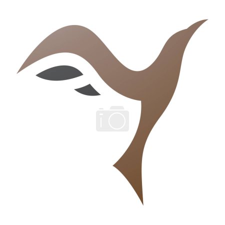 Téléchargez les illustrations : Icône Y en forme d'oiseau montant brun et noir sur fond blanc - en licence libre de droit