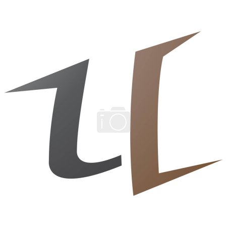 Illustration for Brown and Black Spiky Shaped Letter U Icon on a White Background - Royalty Free Image