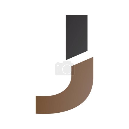 Illustration for Brown and Black Split Shaped Letter J Icon on a White Background - Royalty Free Image