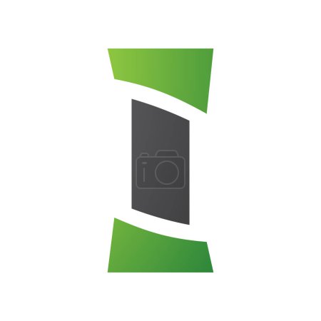 Illustration for Green and Black Antique Pillar Shaped Letter I Icon on a White Background - Royalty Free Image