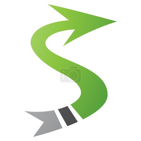 Ilustración de Flecha Verde y Negro en forma de letra S icono sobre un fondo blanco - Imagen libre de derechos