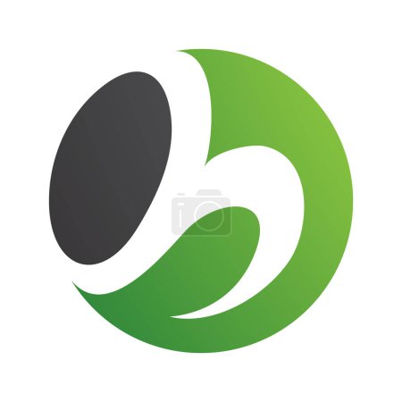 Ilustración de Círculo verde y negro en forma de letra H icono sobre un fondo blanco - Imagen libre de derechos