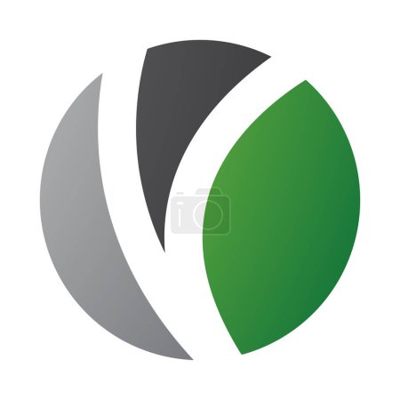 Téléchargez les illustrations : Icône O de lettre verte et noire en forme de V sur fond blanc - en licence libre de droit