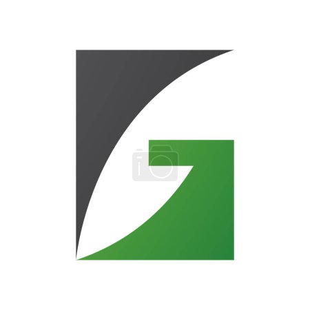 Illustration for Green and Black Rectangular Letter G Icon on a White Background - Royalty Free Image