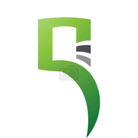 Ilustración de Icono Q en forma de letra cuadrada verde y negra sobre un fondo blanco - Imagen libre de derechos