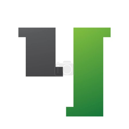 Ilustración de Sello verde y negro en forma de letra Y icono sobre un fondo blanco - Imagen libre de derechos