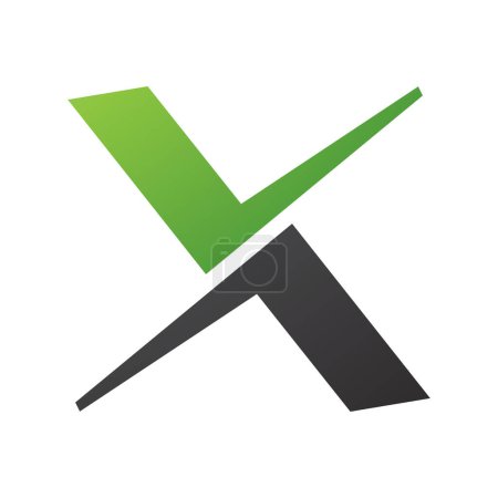 Ilustración de Verde y Negro garrapata en forma de letra X icono sobre un fondo blanco - Imagen libre de derechos