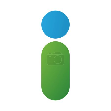 Ilustración de Verde y azul abstracto redondo persona en forma de letra I icono sobre un fondo blanco - Imagen libre de derechos