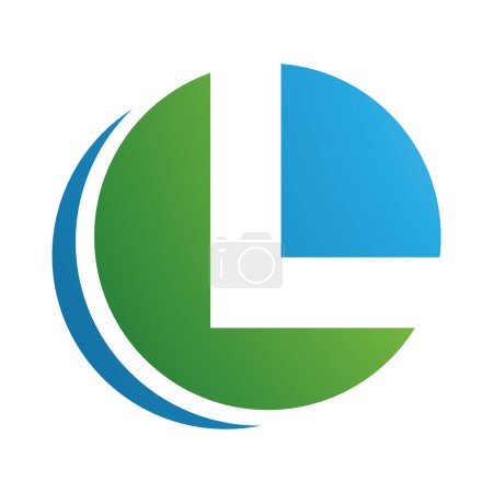 Téléchargez les illustrations : Cercle vert et bleu en forme de lettre L Icône sur fond blanc - en licence libre de droit