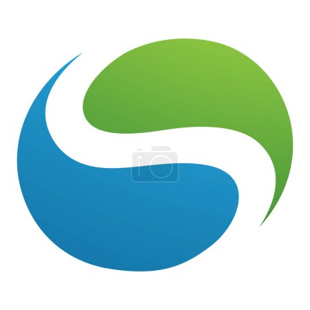 Téléchargez les illustrations : Icône S en forme de cercle vert et bleu sur fond blanc - en licence libre de droit