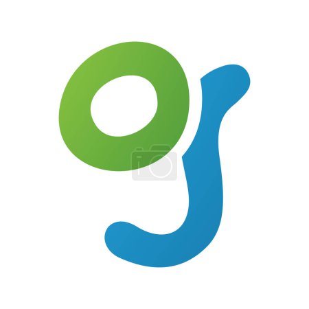 Téléchargez les illustrations : Icône verte et bleue lettre G avec des lignes rondes douces sur fond blanc - en licence libre de droit