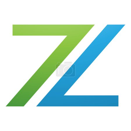 Téléchargez les illustrations : Icône Z en forme de lettre verte et bleue numéro 7 sur fond blanc - en licence libre de droit