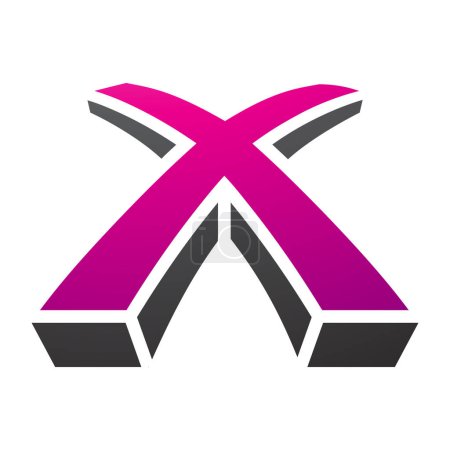 Illustration for Magenta and Black 3d Shaped Letter X Icon on a White Background - Royalty Free Image