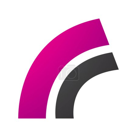 Illustration for Magenta and Black Arc Shaped Letter R Icon on a White Background - Royalty Free Image