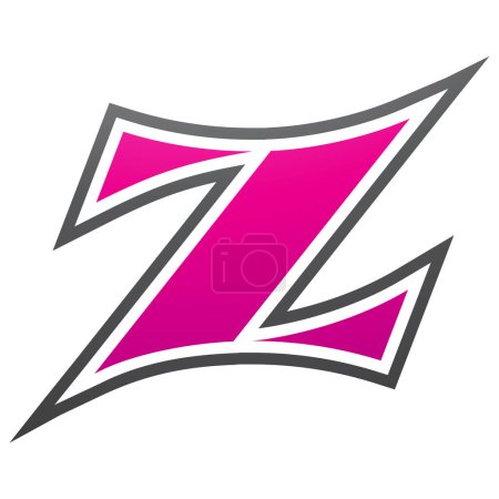 Illustration for Magenta and Black Arc Shaped Letter Z Icon on a White Background - Royalty Free Image