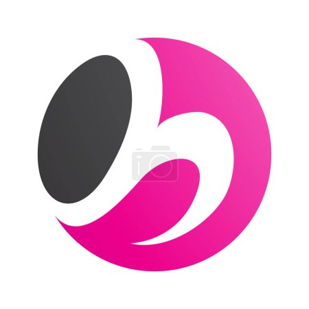 Illustration for Magenta and Black Circle Shaped Letter H Icon on a White Background - Royalty Free Image