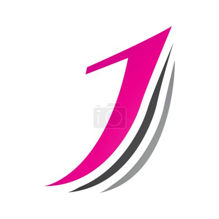 Illustration for Magenta and Black Layered Letter J Icon on a White Background - Royalty Free Image