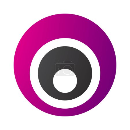 Illustration for Magenta and Black Letter O Icon with Nested Circles on a White Background - Royalty Free Image