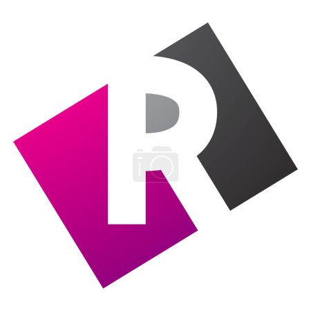 Ilustración de Magenta y Negro rectángulo en forma de letra R icono sobre un fondo blanco - Imagen libre de derechos