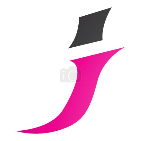 Illustration for Magenta and Black Spiky Italic Letter J Icon on a White Background - Royalty Free Image