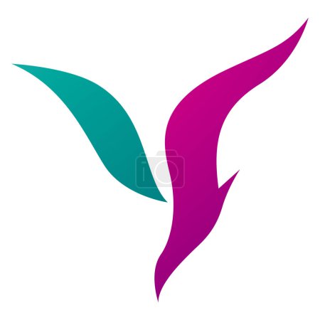 Ilustración de Magenta y verde de buceo en forma de pájaro letra Y icono sobre un fondo blanco - Imagen libre de derechos