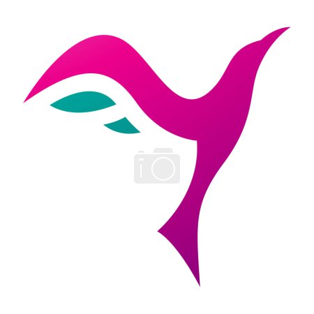 Ilustración de Magenta y pájaro en ascenso verde en forma de letra Y icono sobre un fondo blanco - Imagen libre de derechos