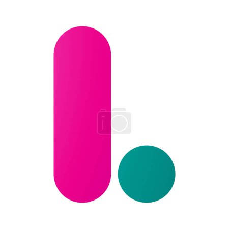 Illustration for Magenta and Green Rounded Letter L Icon on a White Background - Royalty Free Image
