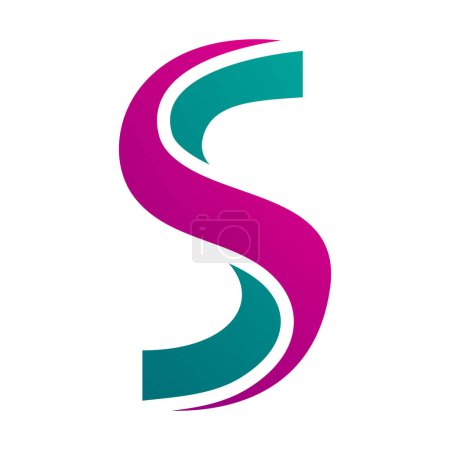 Illustration for Magenta and Green Twisted Shaped Letter S Icon on a White Background - Royalty Free Image