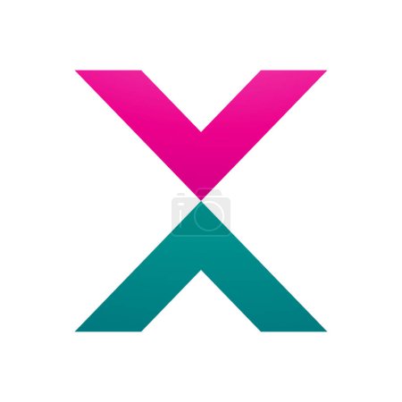 Ilustración de Magenta y Verde V en forma de letra X icono sobre un fondo blanco - Imagen libre de derechos