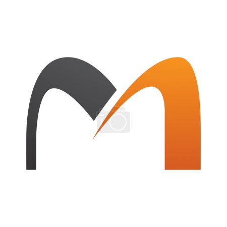 Ilustración de Arco Naranja y Negro en forma de letra M icono sobre un fondo blanco - Imagen libre de derechos