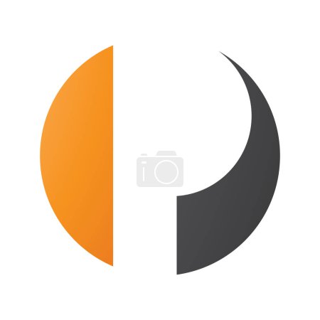 Téléchargez les illustrations : Icône P en forme de cercle orange et noir sur fond blanc - en licence libre de droit