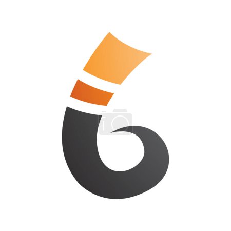 Ilustración de Naranja y Negro rizado Spike forma letra B icono sobre un fondo blanco - Imagen libre de derechos