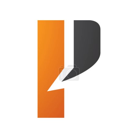 Illustration for Orange and Black Letter P Icon with a Bold Rectangle on a White Background - Royalty Free Image